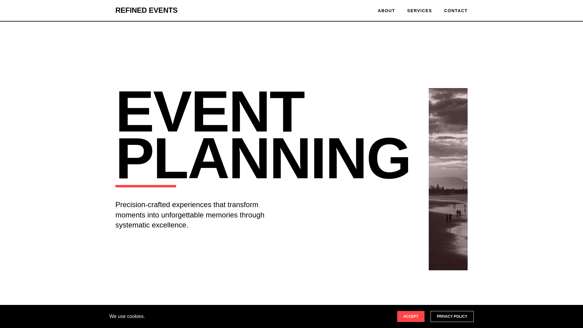 website screenshot of https://refinedeventorganizers.digital