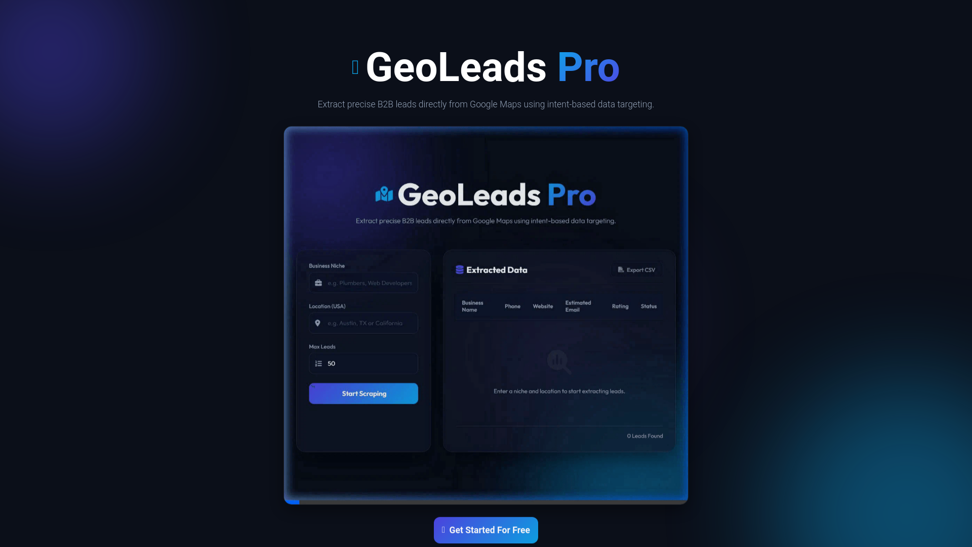 website screenshot of https://geoleadspro.site/