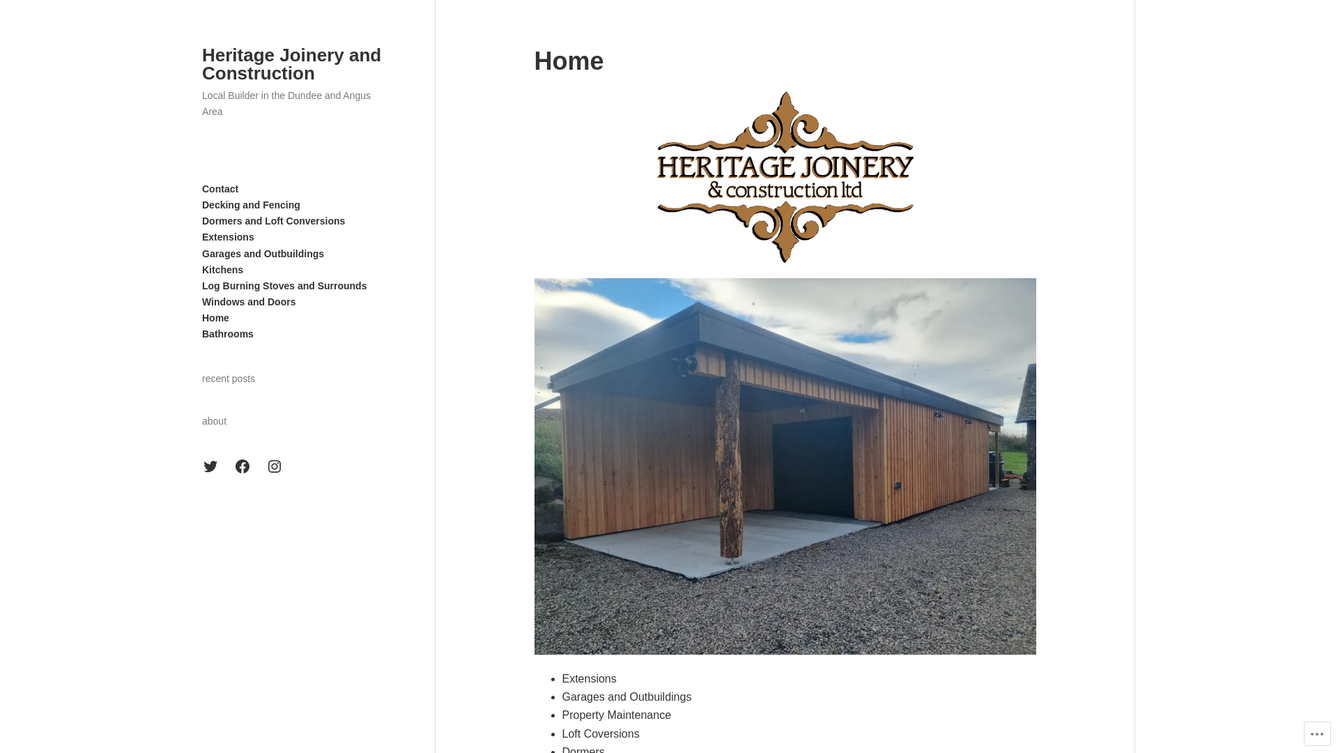 website screenshot of https://heritagejoineryandconstruction.uk