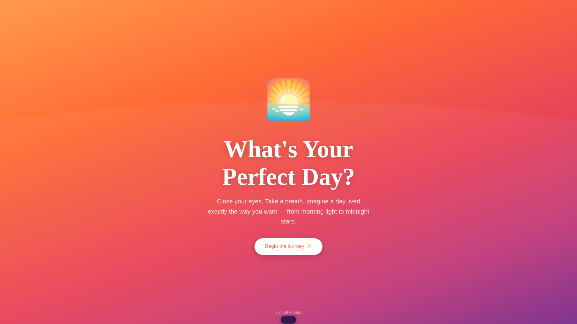 website screenshot of https://whatsyourperfectday.pages.dev/
