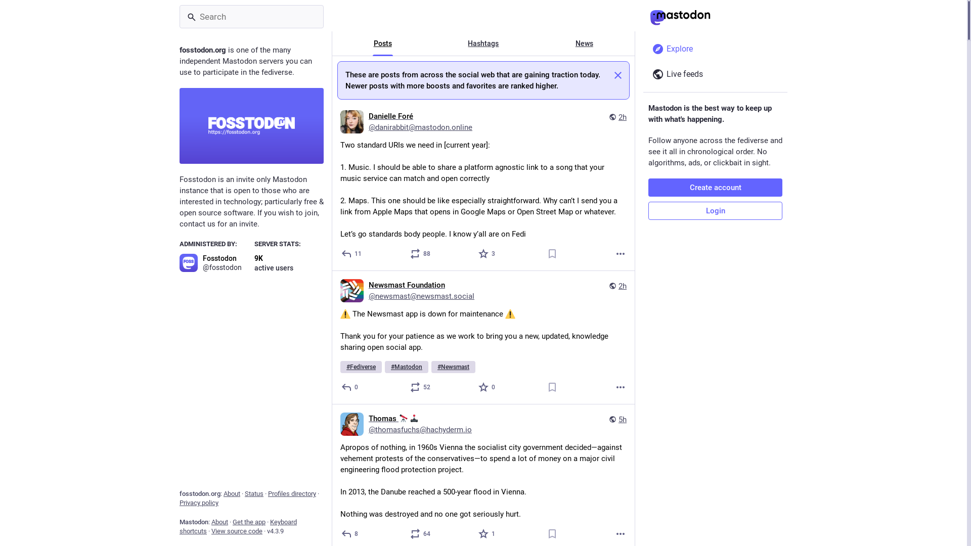website screenshot of https://fosstodon.org