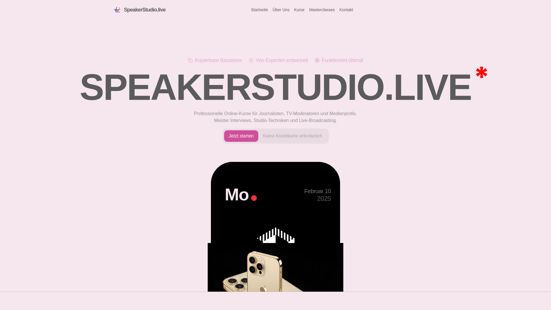 website screenshot of https://speakerstudio.live