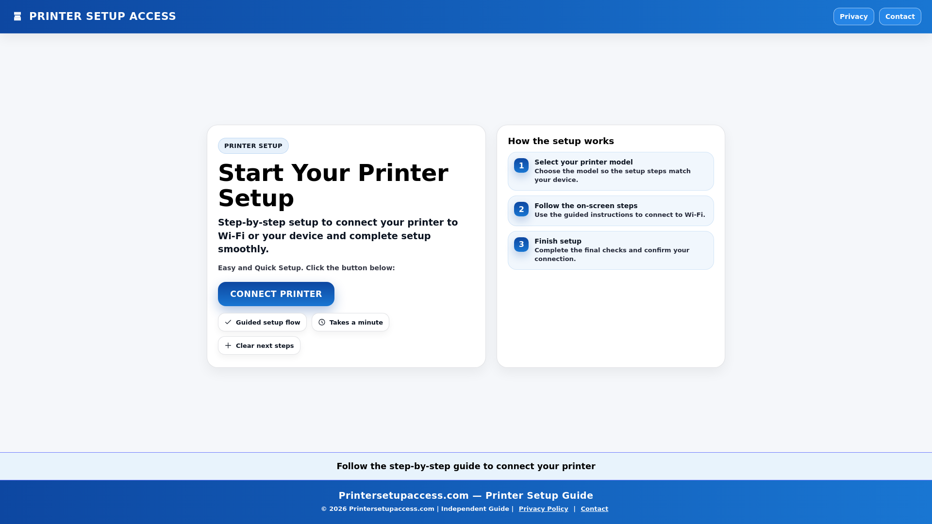 website screenshot of https://printersetupaccess.com