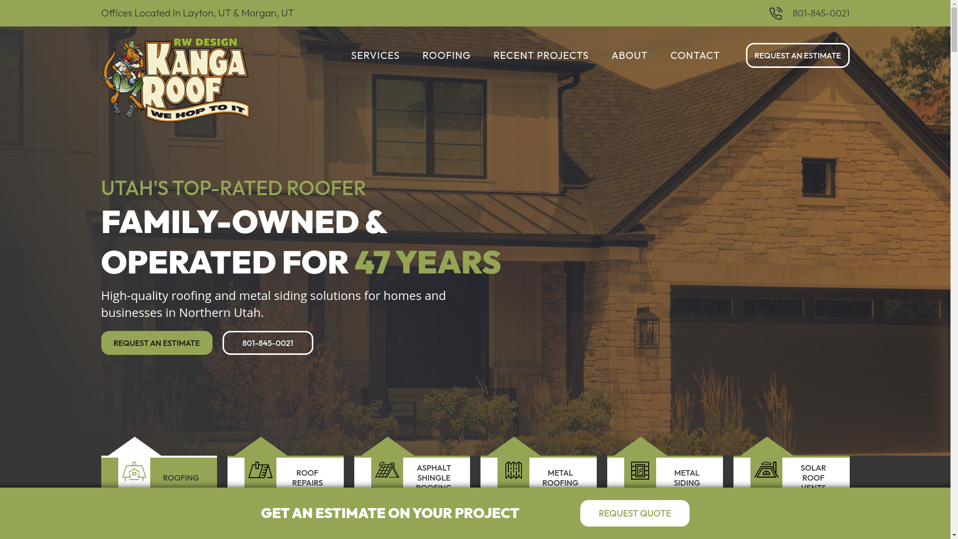 website screenshot of https://kangaroofutah.com/