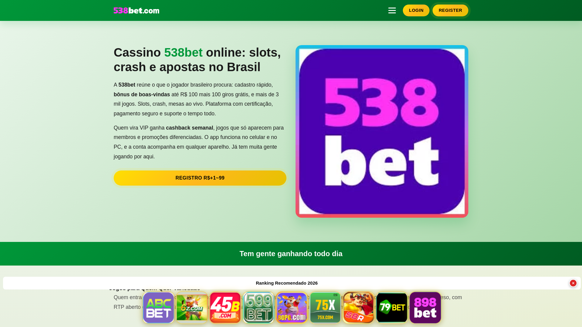 website screenshot of https://538betjogos.com.br/
