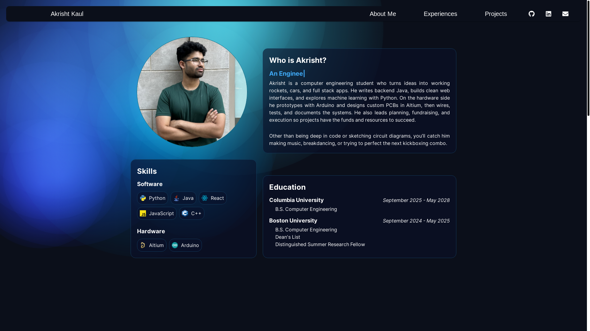 website screenshot of https://akrishtkaul.com/