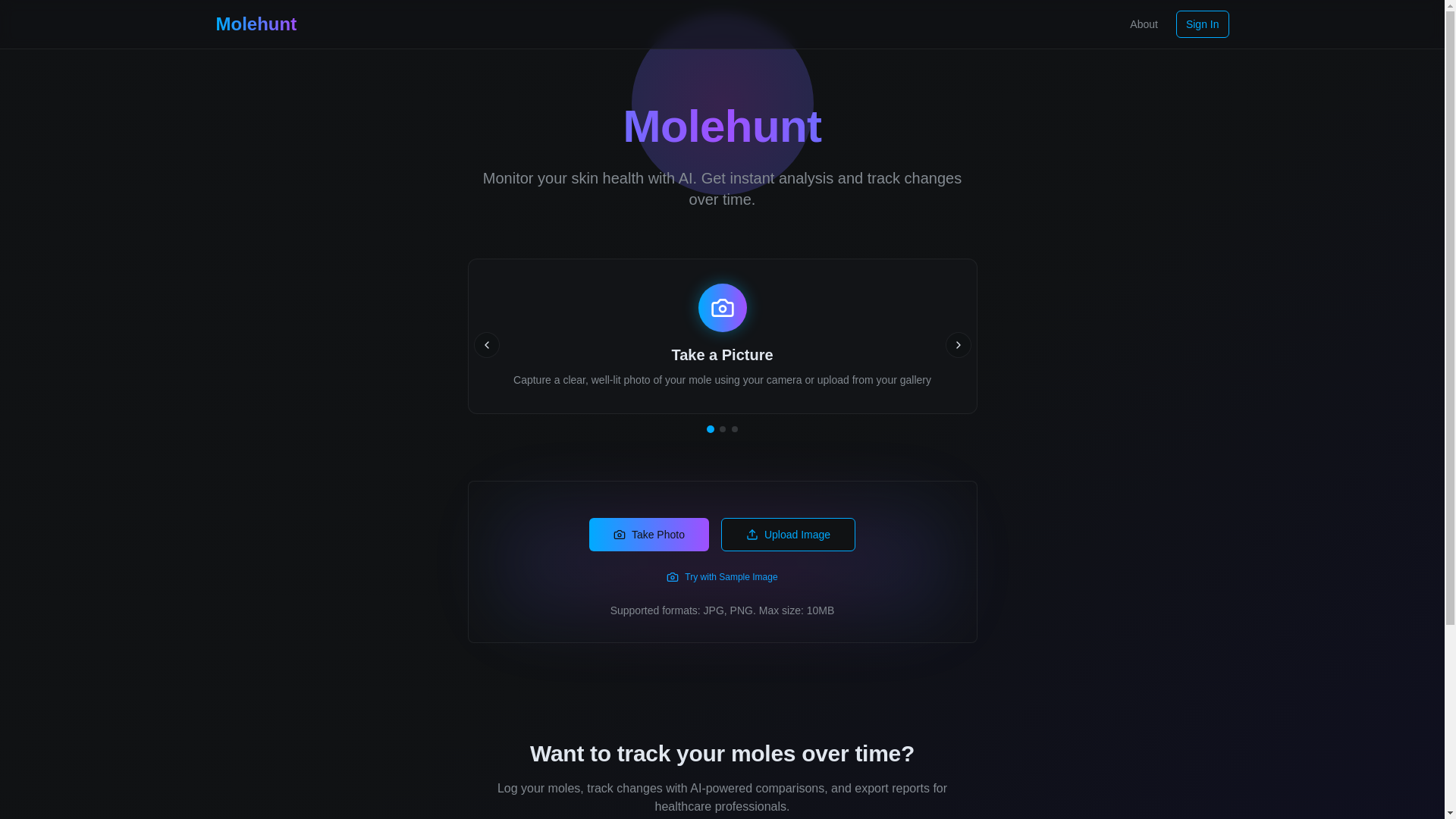 website screenshot of https://molehunt.app/