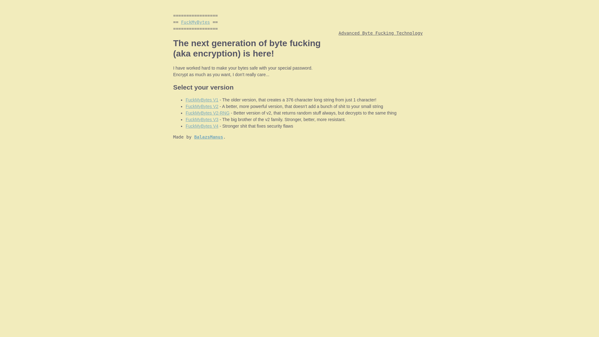 website screenshot of https://fuckmybytes.pages.dev/