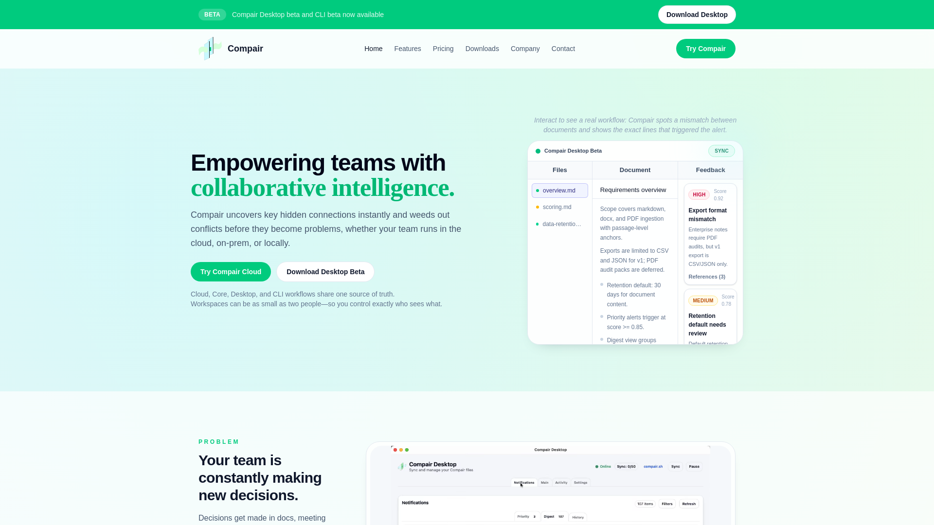 website screenshot of https://compair-site.pages.dev/