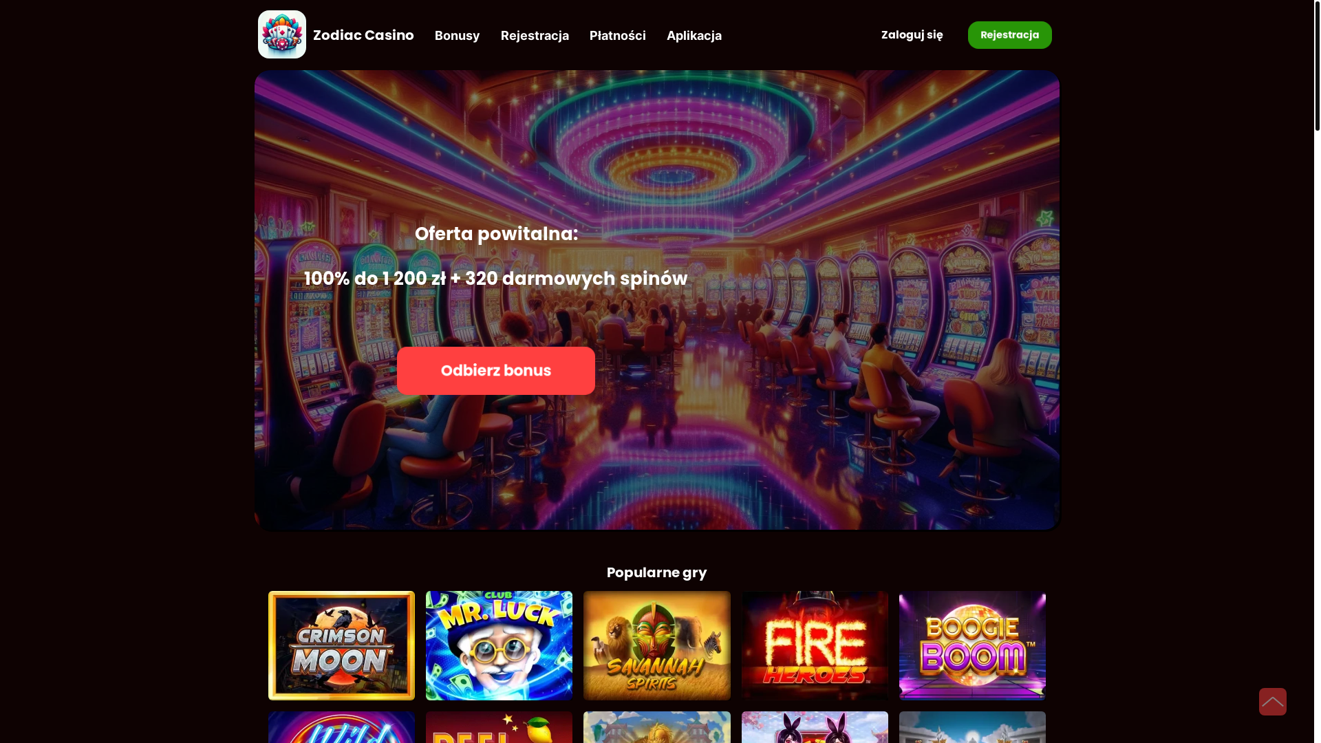 website screenshot of https://zodiac-casino.com.pl/