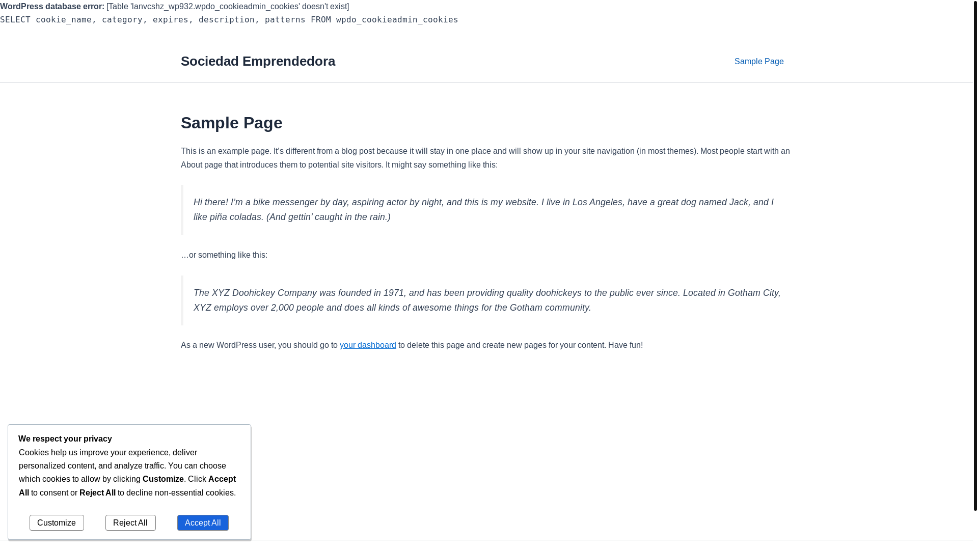 website screenshot of https://sociedademprendedora.co/