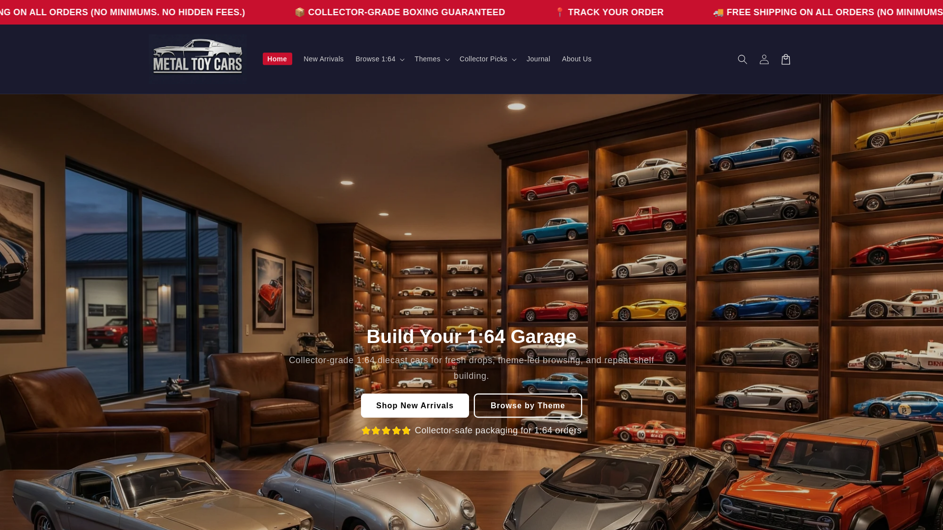 website screenshot of https://metaltoycars.com