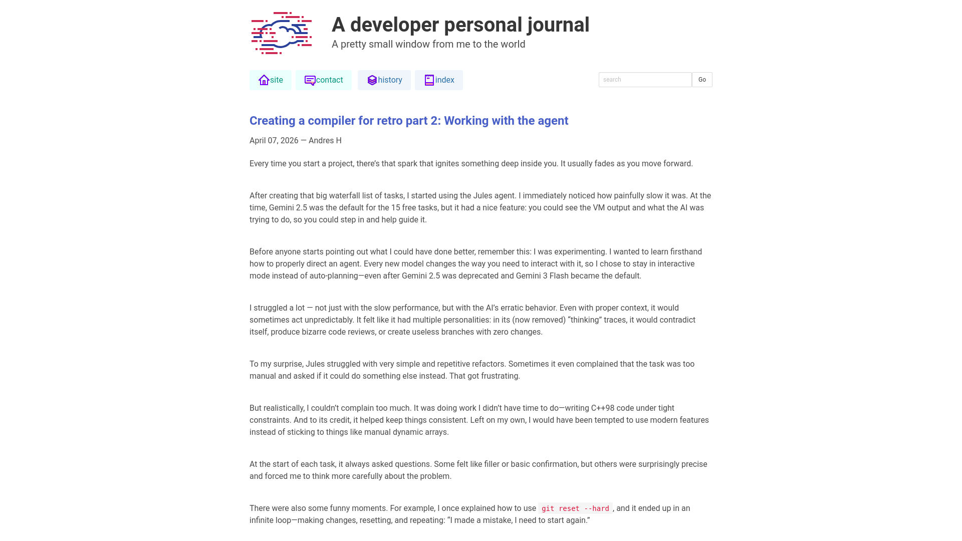 website screenshot of https://adevjournal.pages.dev/