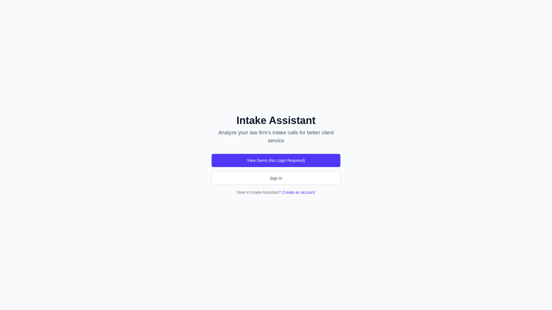 website screenshot of https://intake-assistant.com/