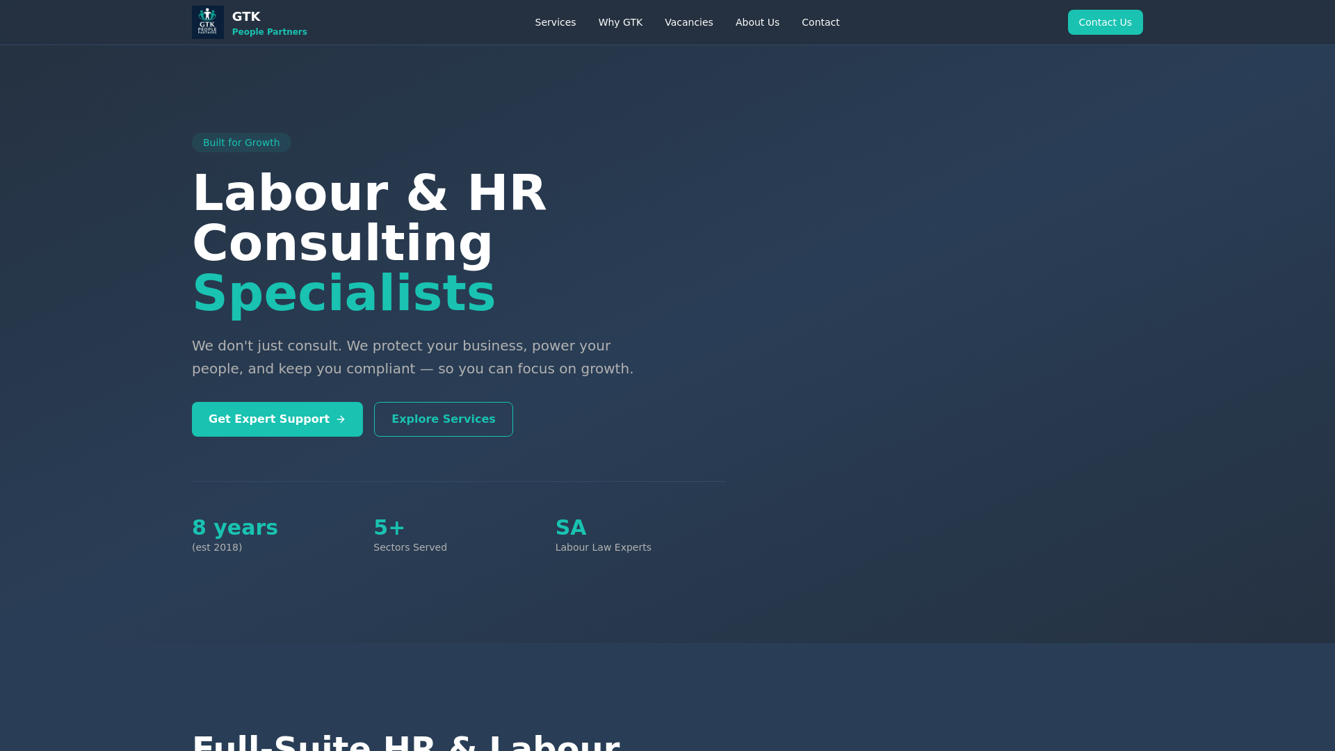 website screenshot of https://gtkpeoplepartners.co.za/