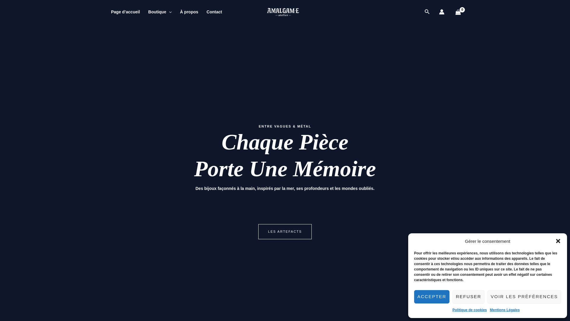 website screenshot of https://amalgameatelier.com
