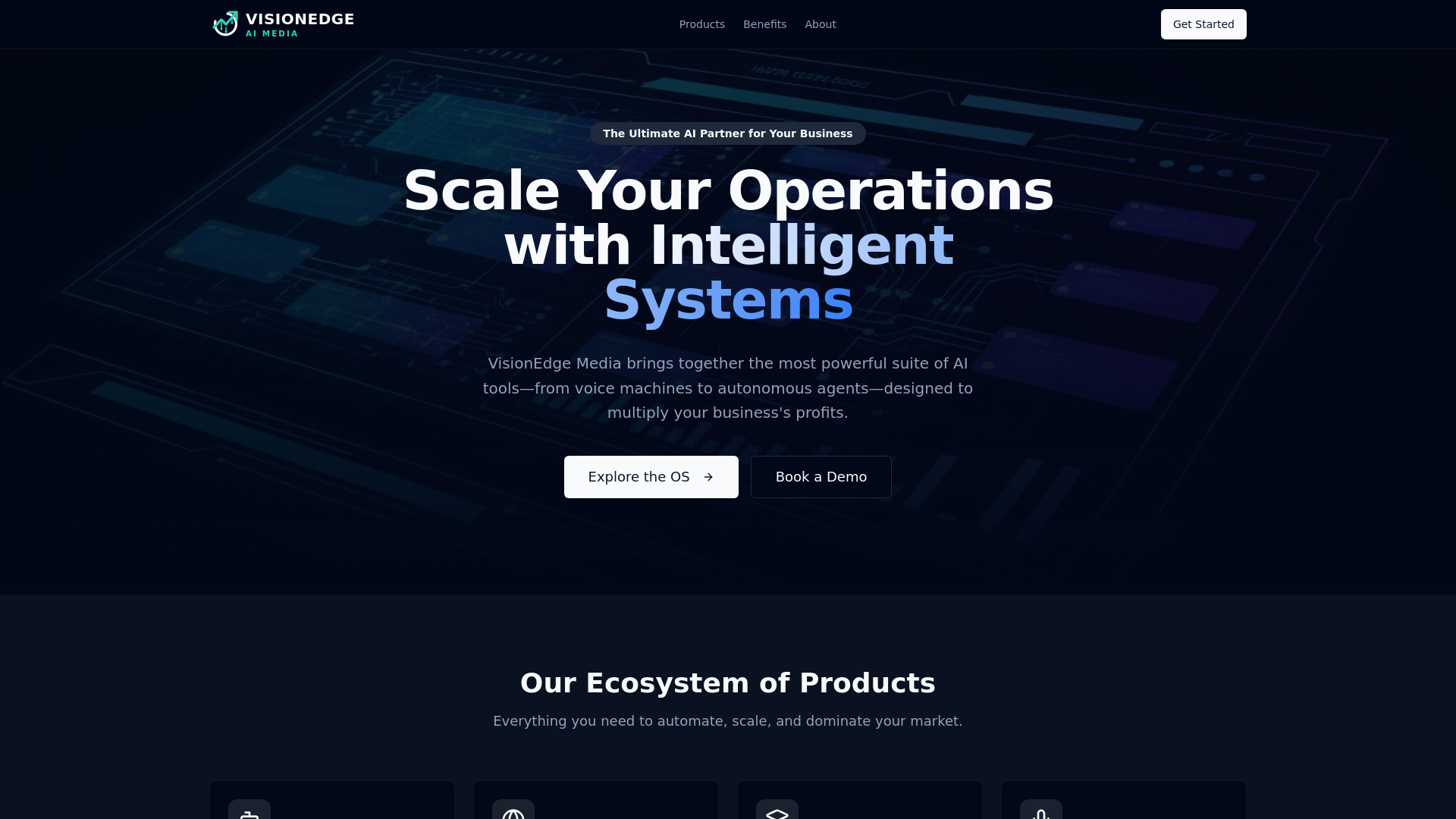 website screenshot of https://visionedgemedia.net/