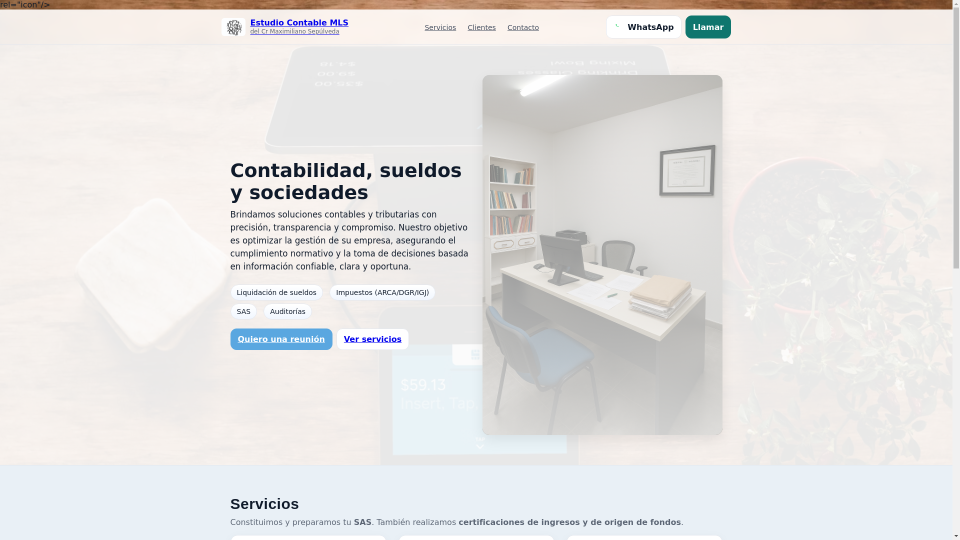 website screenshot of https://estudiomlsepulveda.com/