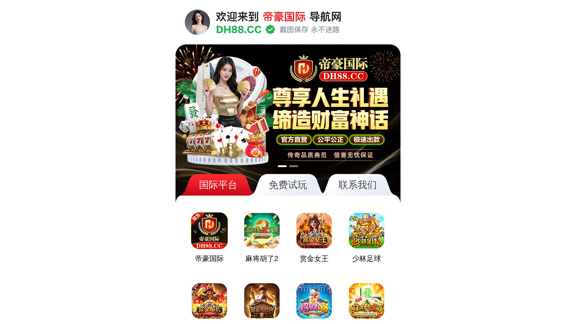 website screenshot of https://dihaoguoji.cc/