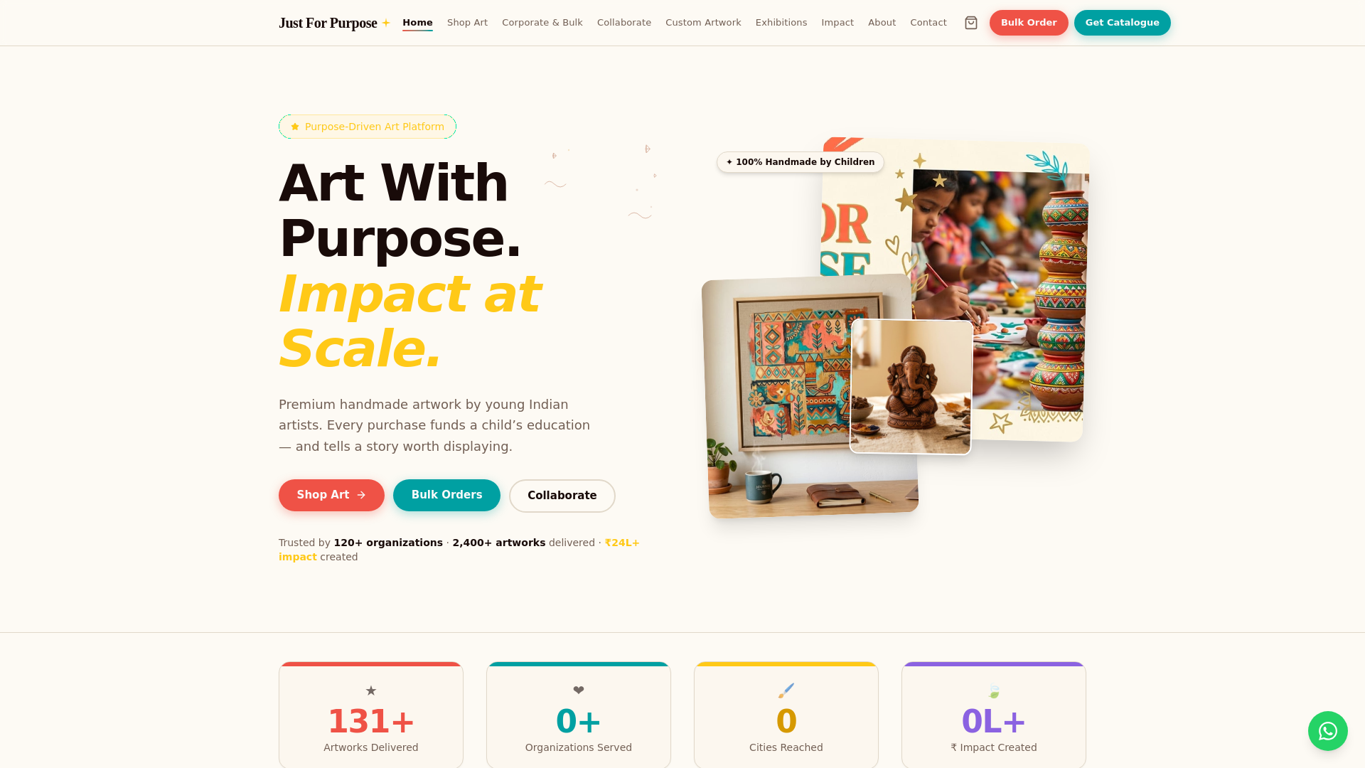 website screenshot of https://justforpurpose.com/