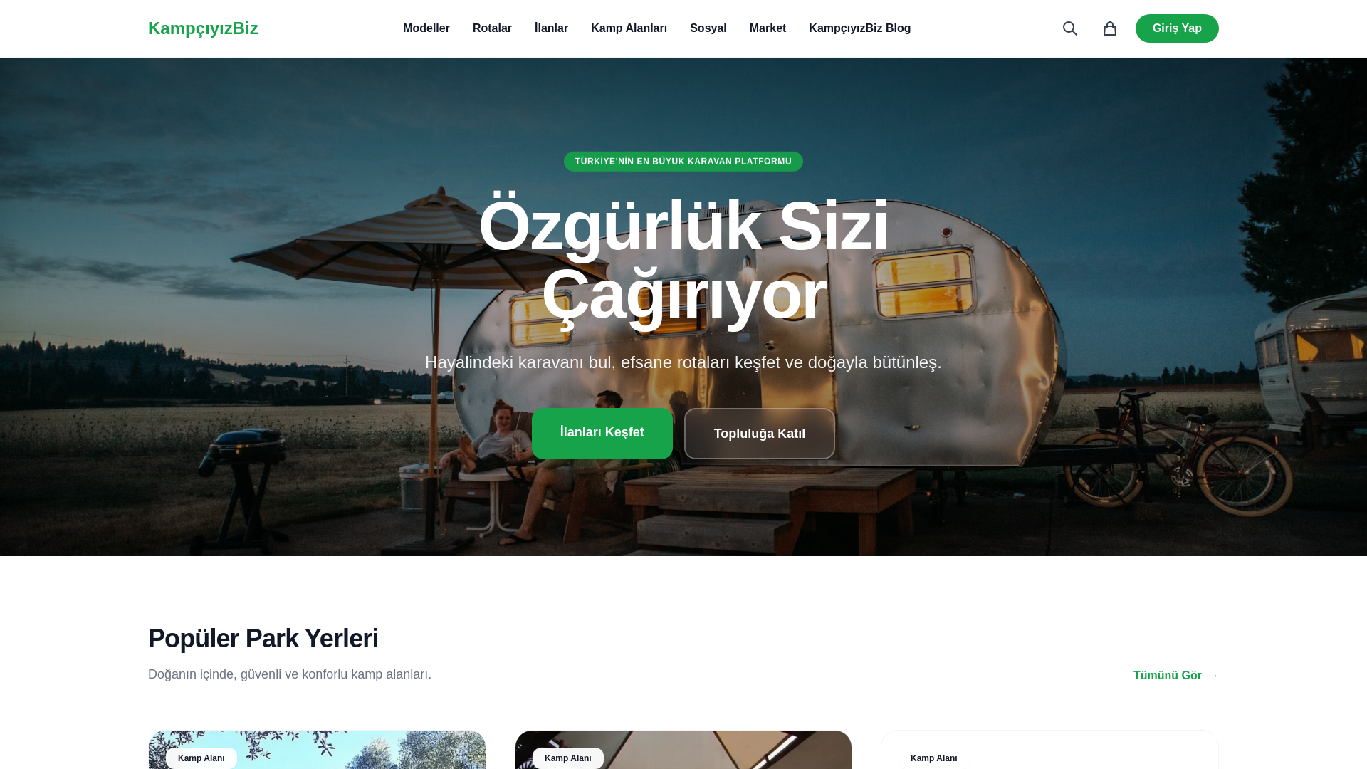 website screenshot of https://kampciyizbiz.com/