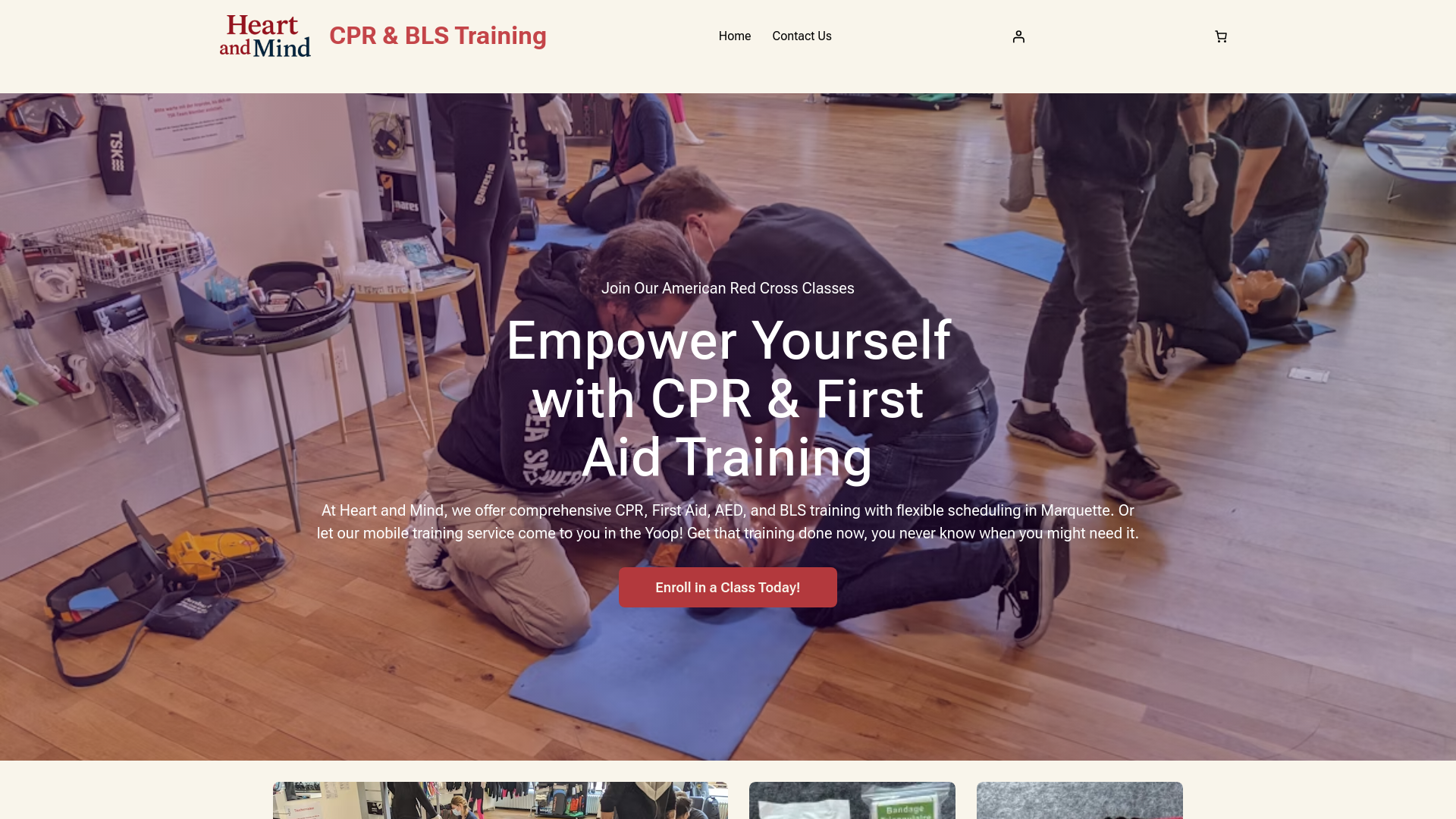 website screenshot of https://heartandmindcpr.com/