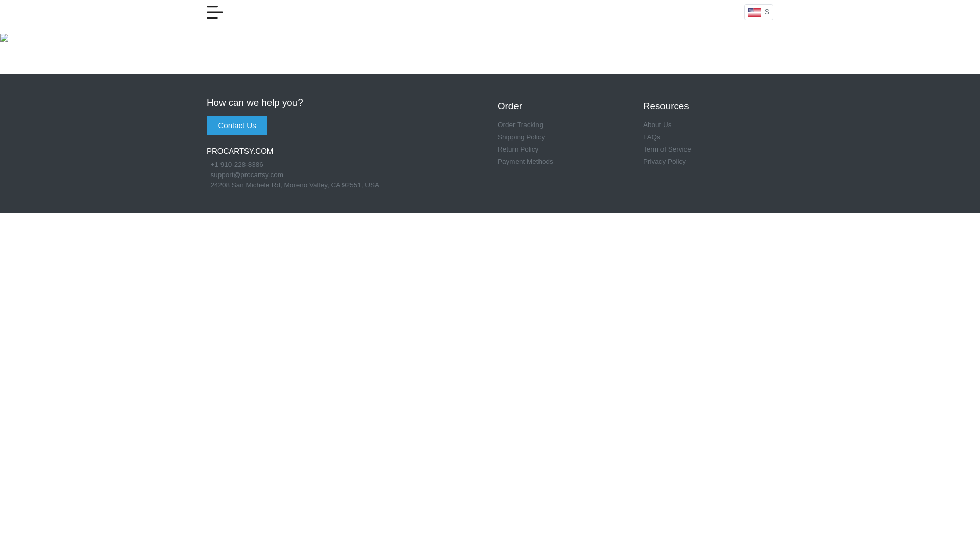 website screenshot of https://procartsy.com/