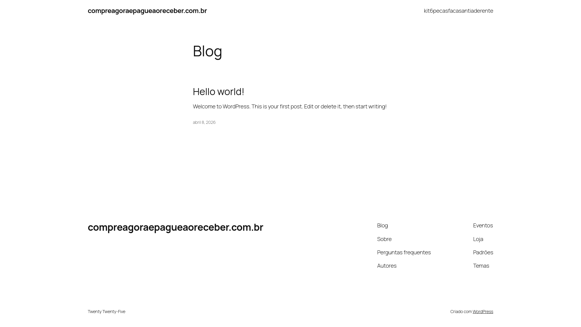 website screenshot of https://compreagoraepagueaoreceber.com.br/