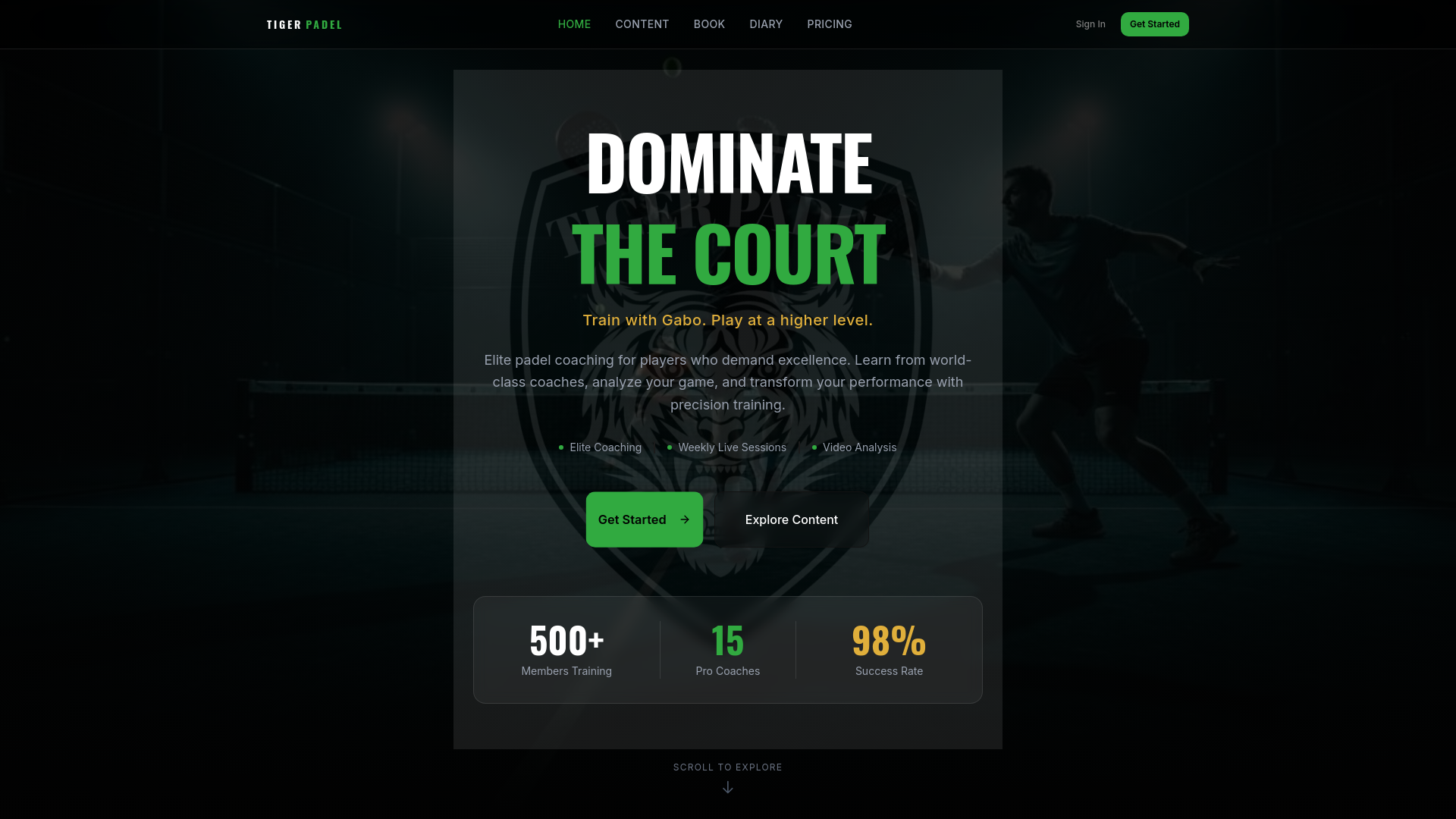 website screenshot of https://tigerpadelcommunity.com/