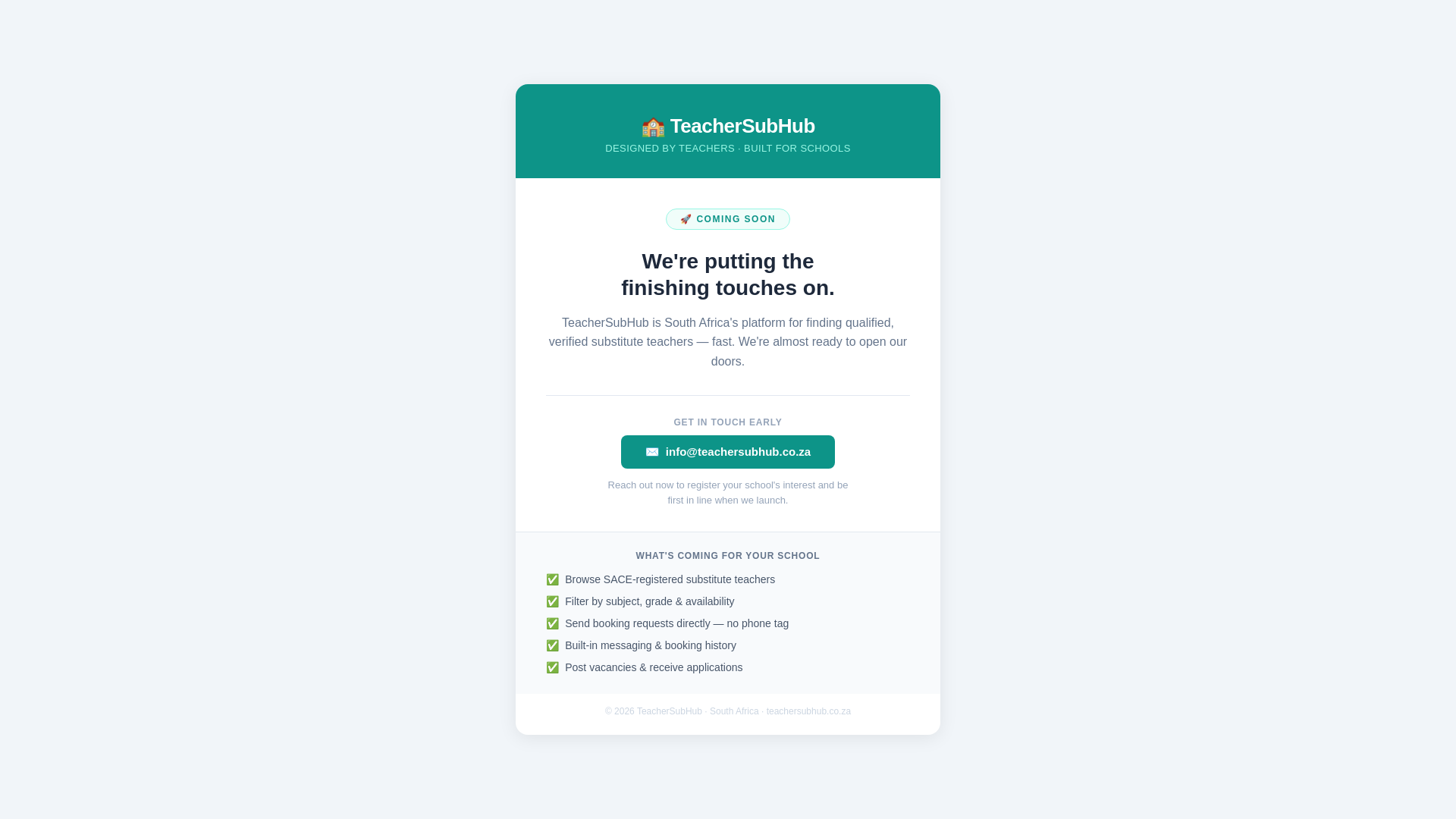 website screenshot of https://teachersubhub-coming-soon.pages.dev/