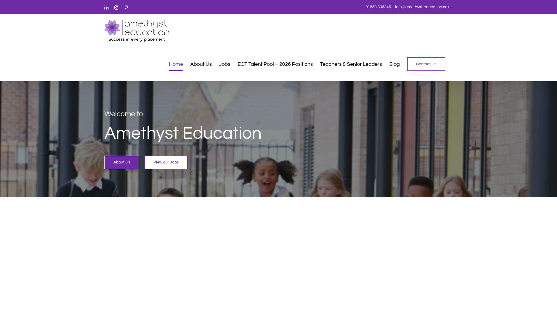 website screenshot of https://amethysteducationtalent.co.uk