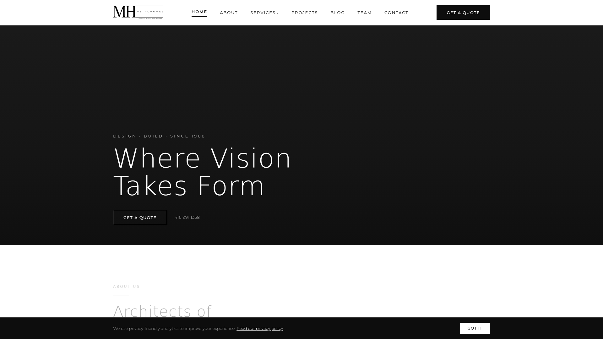 website screenshot of https://metrohomesdesignbuild.com/