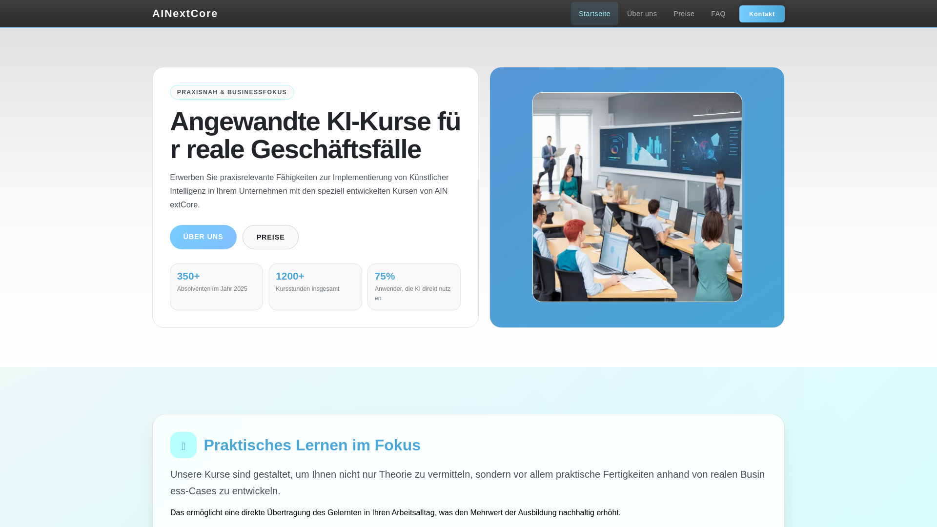 website screenshot of https://ainextcore.pro