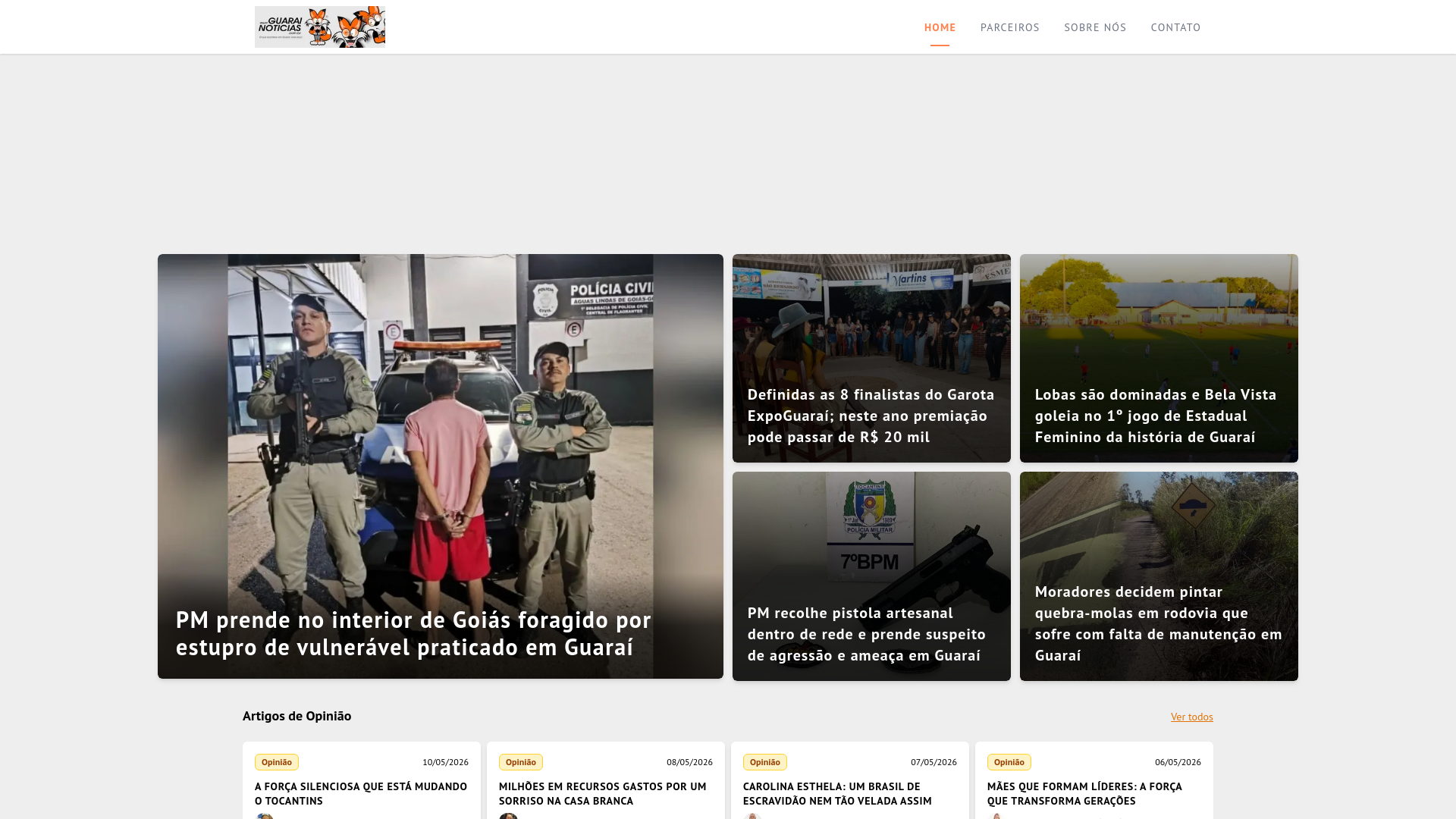 website screenshot of https://guarainoticias.com.br