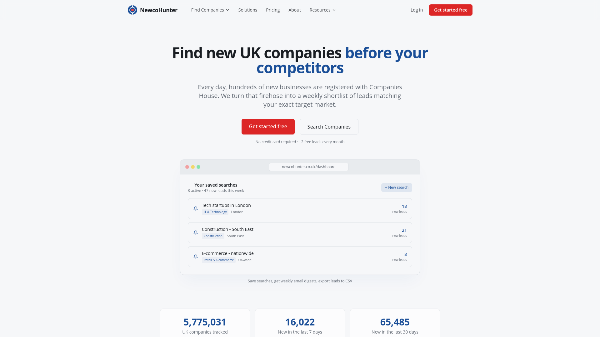 website screenshot of https://newcohunter.co.uk