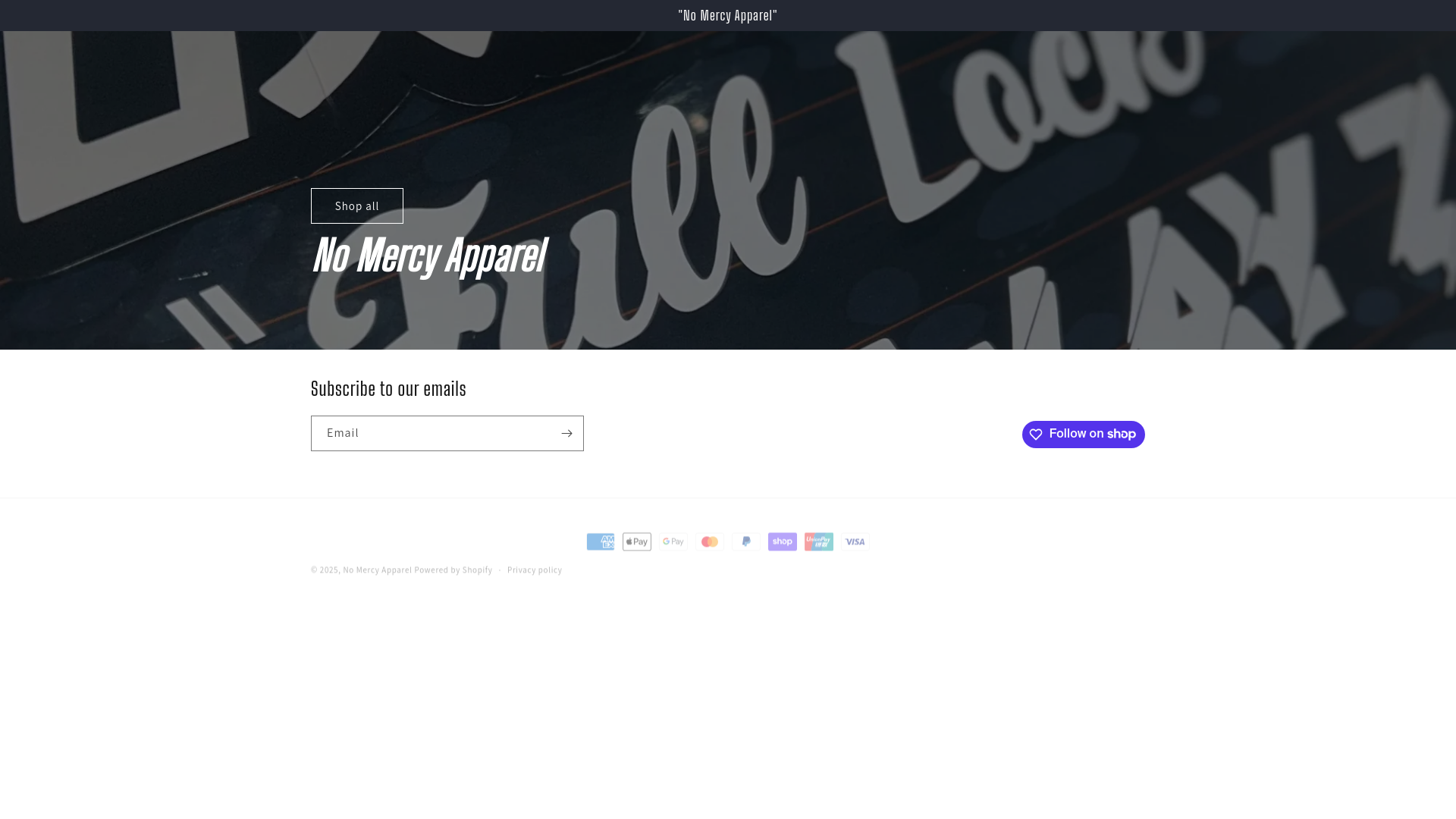 website screenshot of https://nomercyapparel.online/