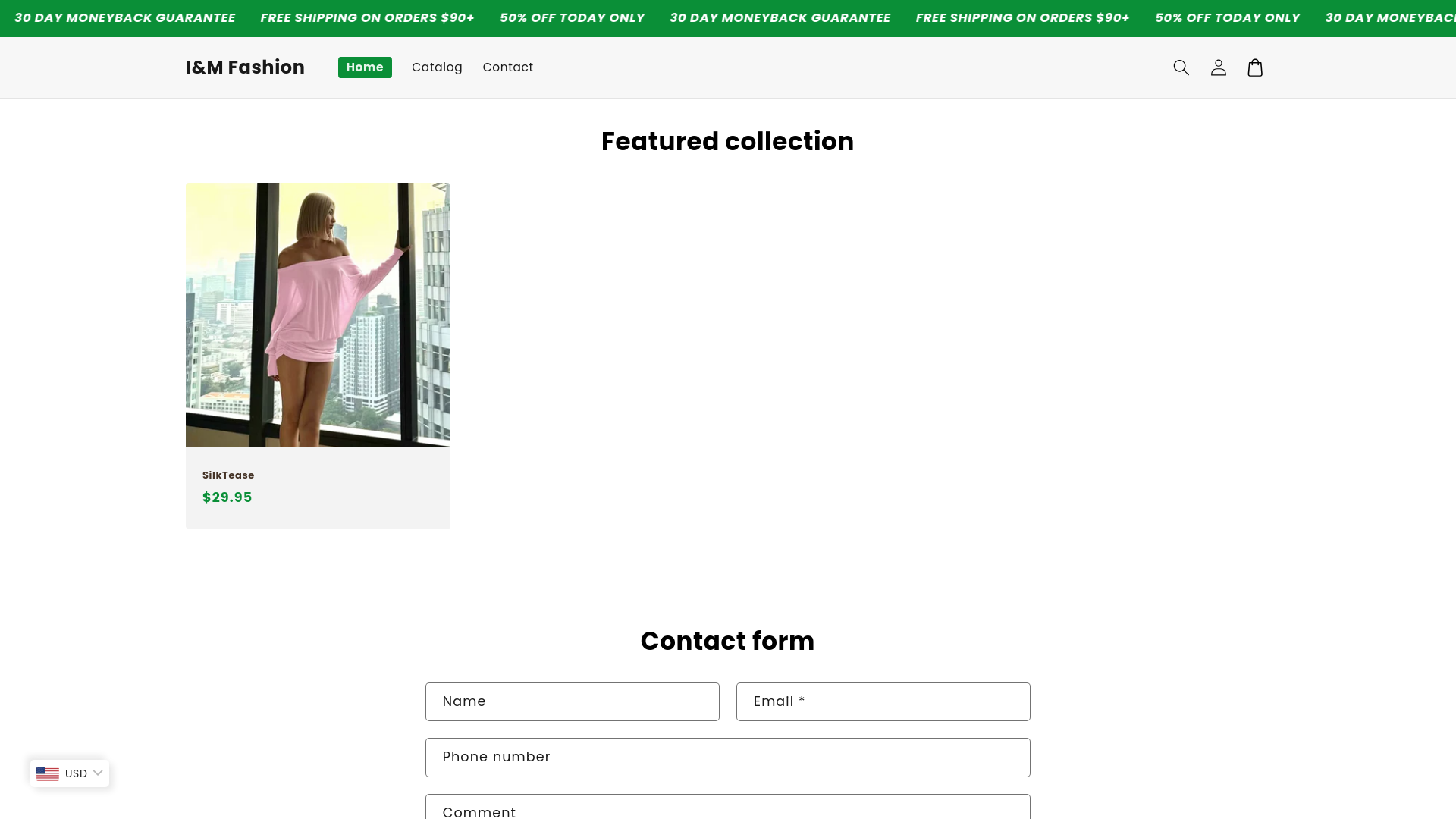 website screenshot of https://iandmfashion.com/