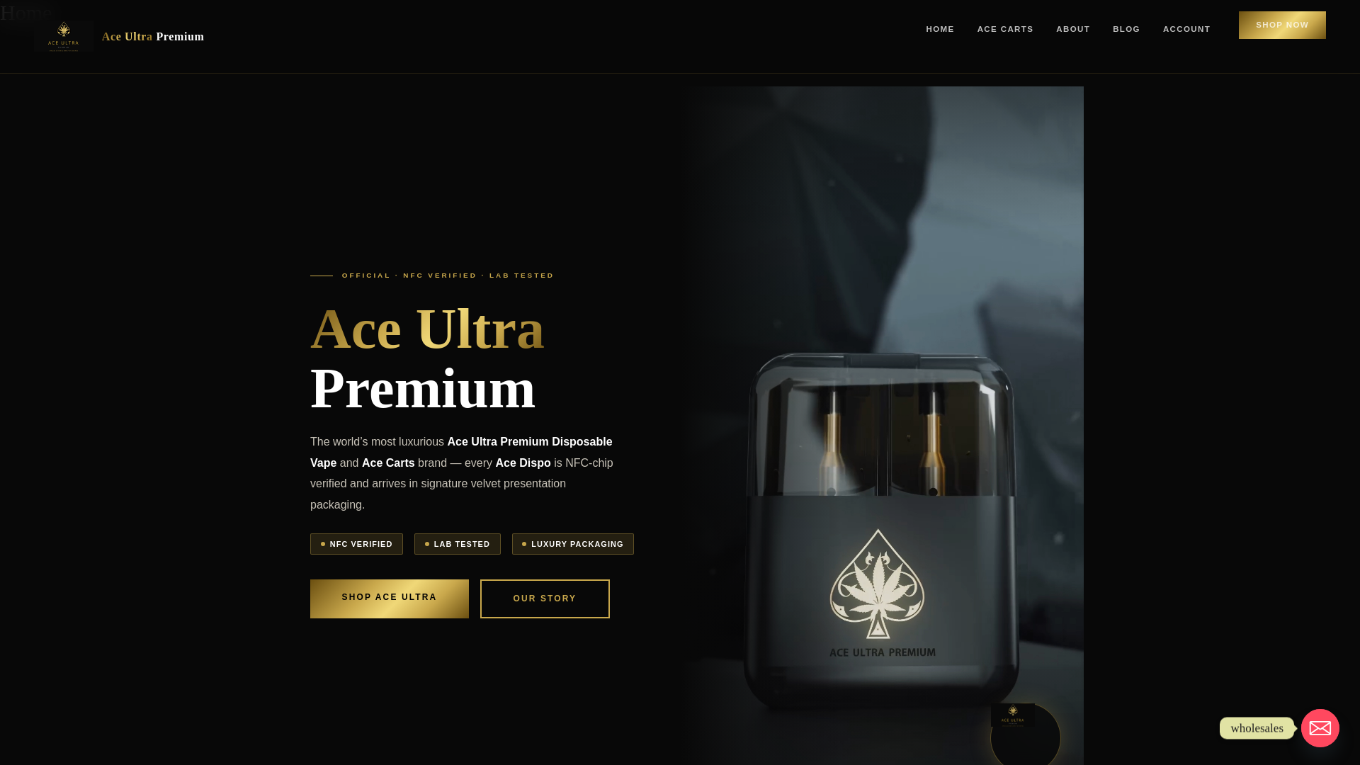 website screenshot of https://aceultrapremiumdispostore.com