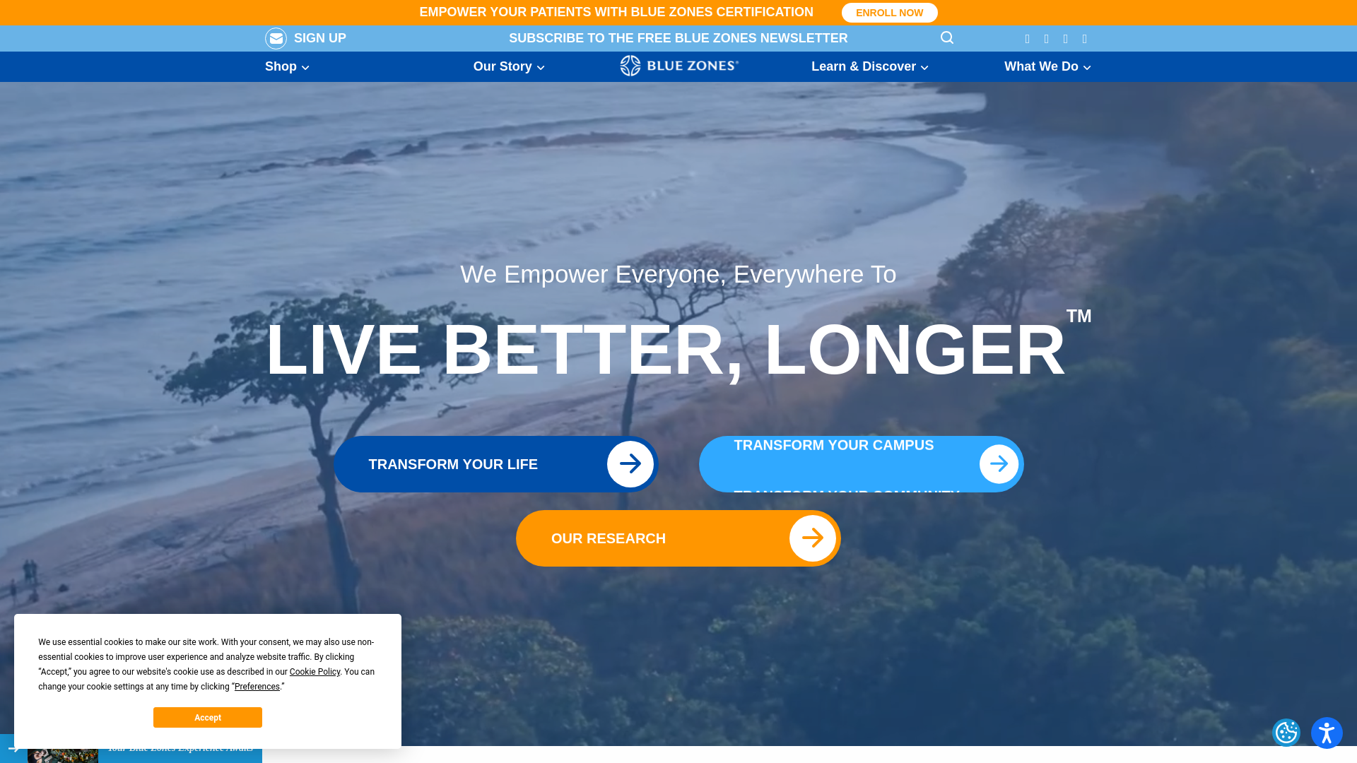 website screenshot of https://bluezonesimpact.com/