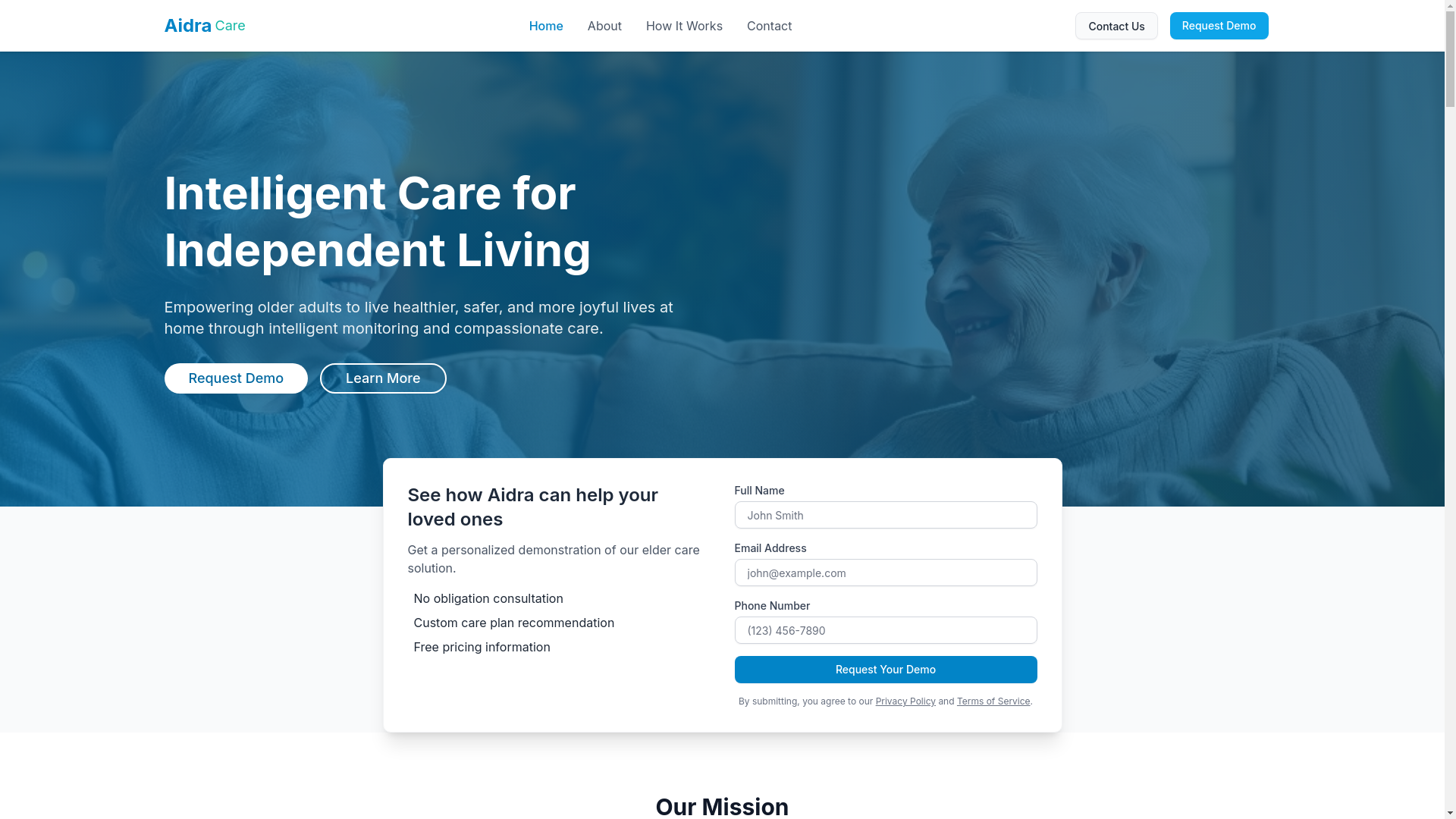 website screenshot of https://aidra-website.pages.dev/