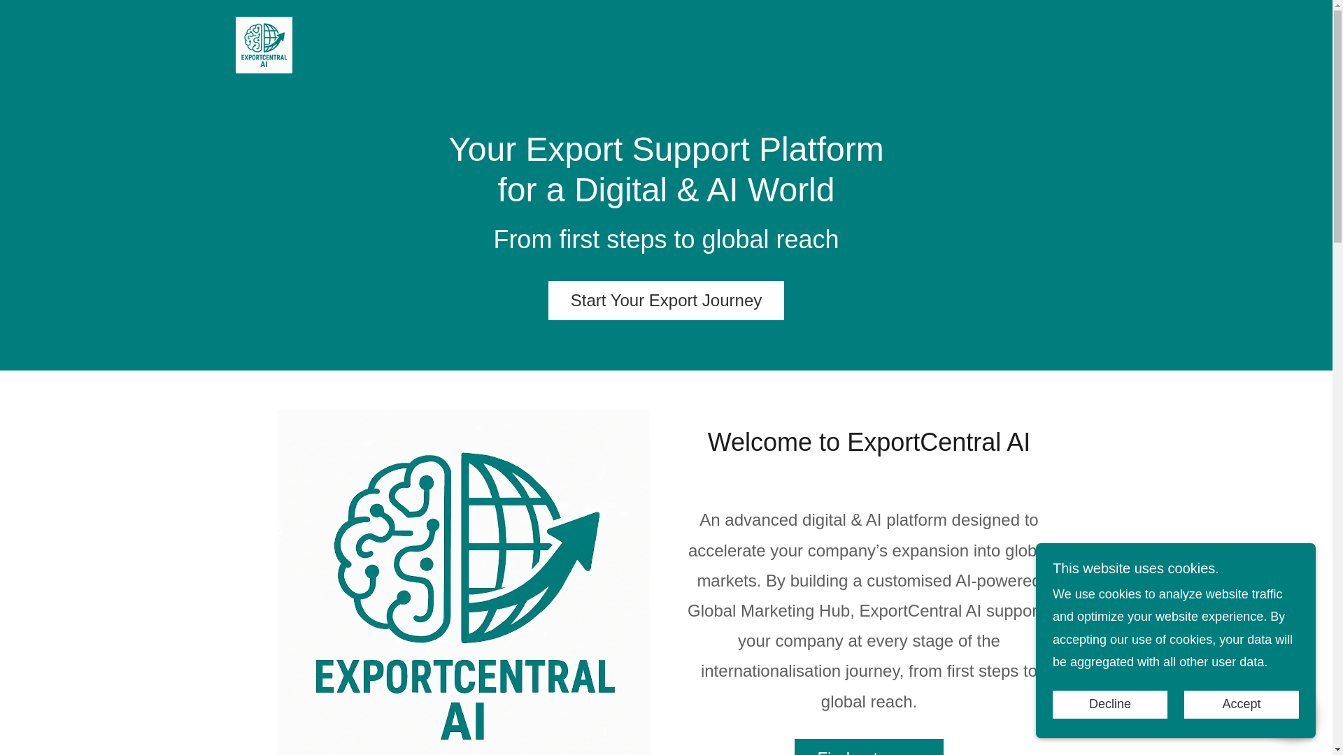 website screenshot of https://exportcentral.ai/