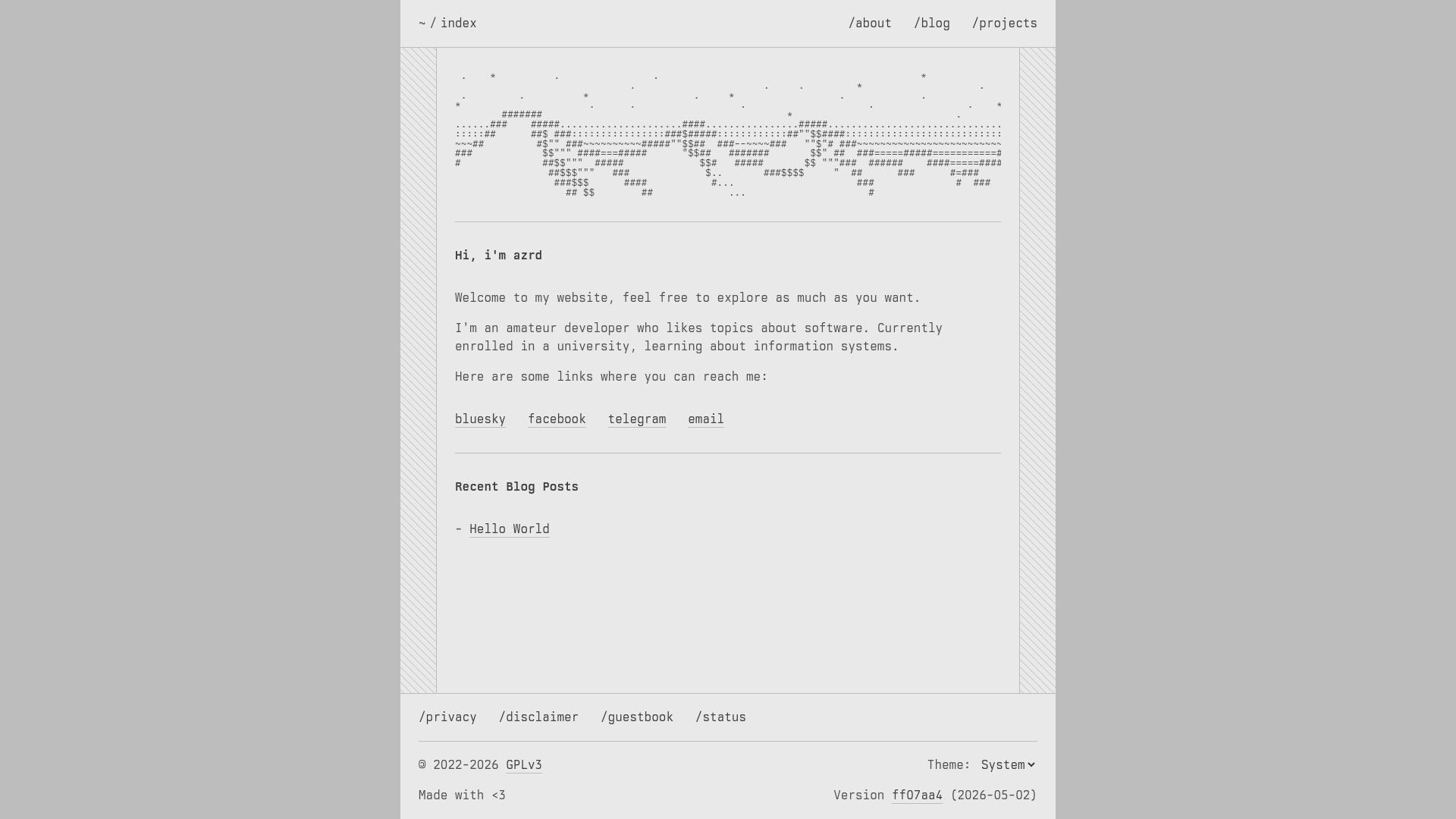 website screenshot of https://azrd.dev/