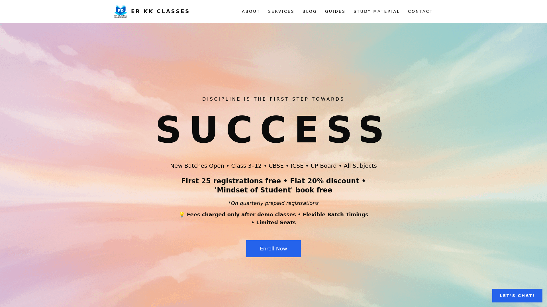 website screenshot of https://erkkclasses.com/