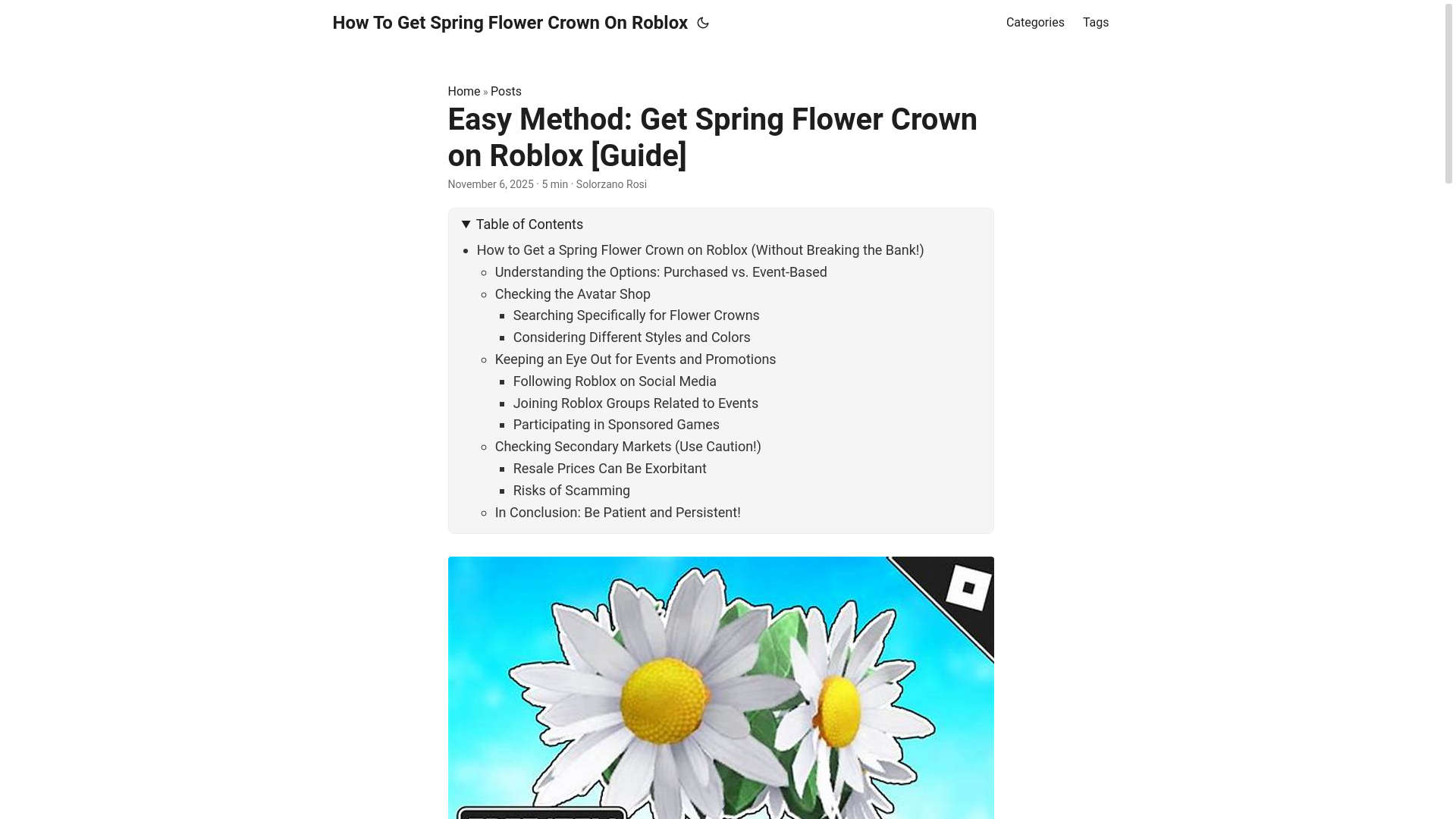 website screenshot of https://how-to-get-spring-flower-crown-on-roblox.pages.dev/