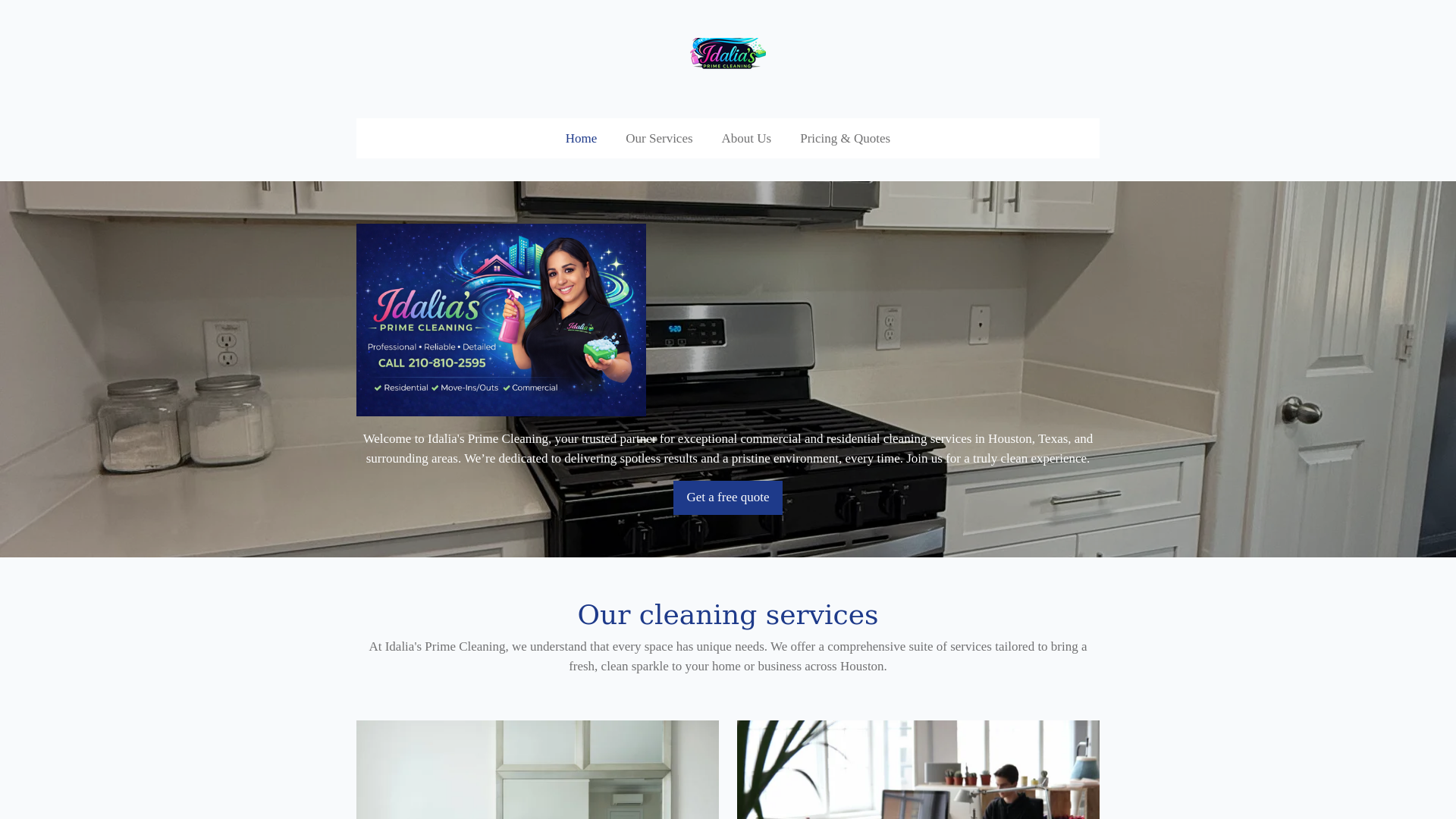 website screenshot of https://idaliasprimecleaning.com/