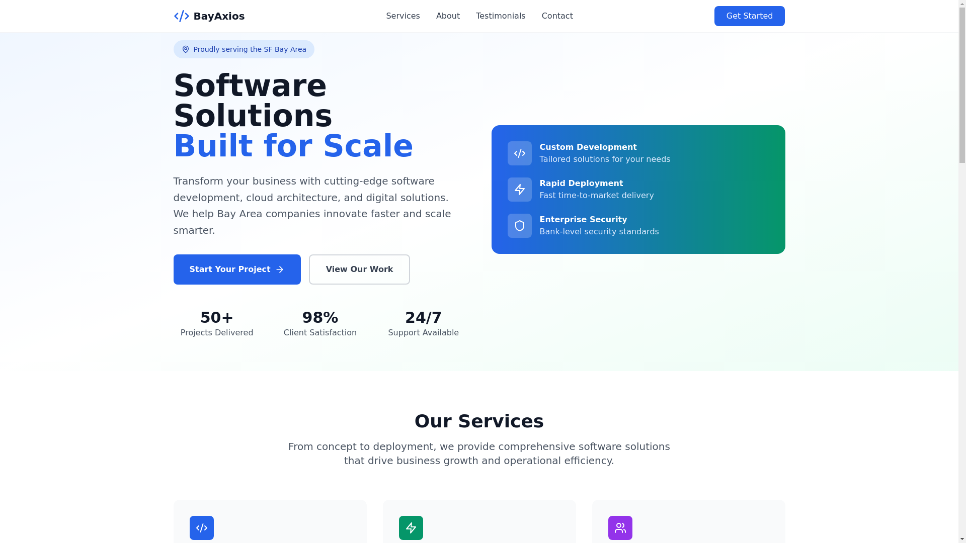 website screenshot of https://bayaxios.com/