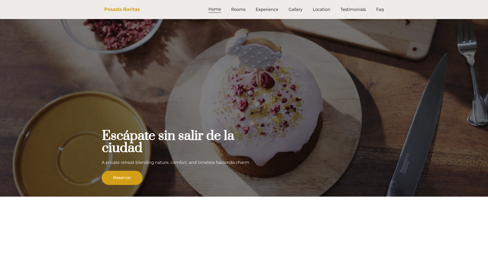 website screenshot of https://posadabaritas.com/