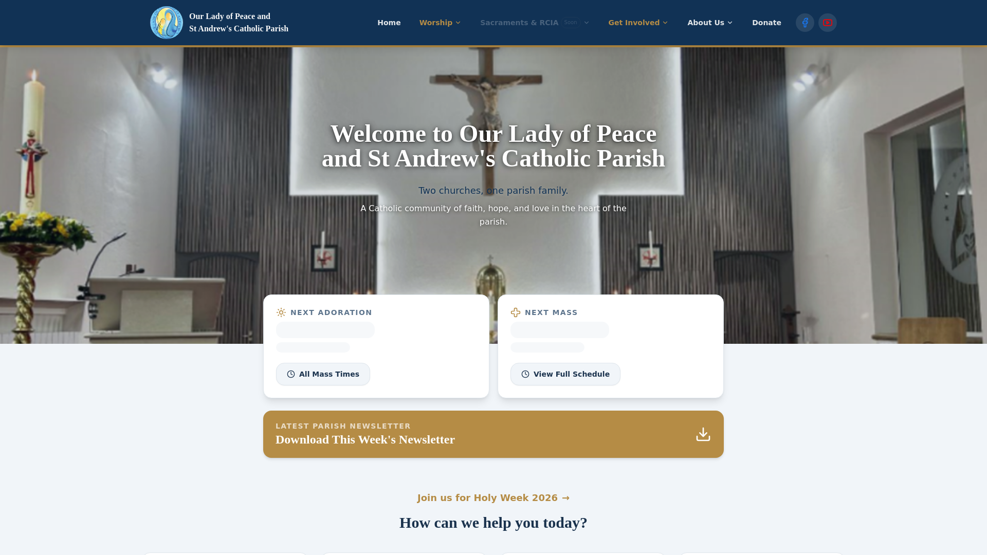 website screenshot of https://ourladyofpeaceandstandrews.org/