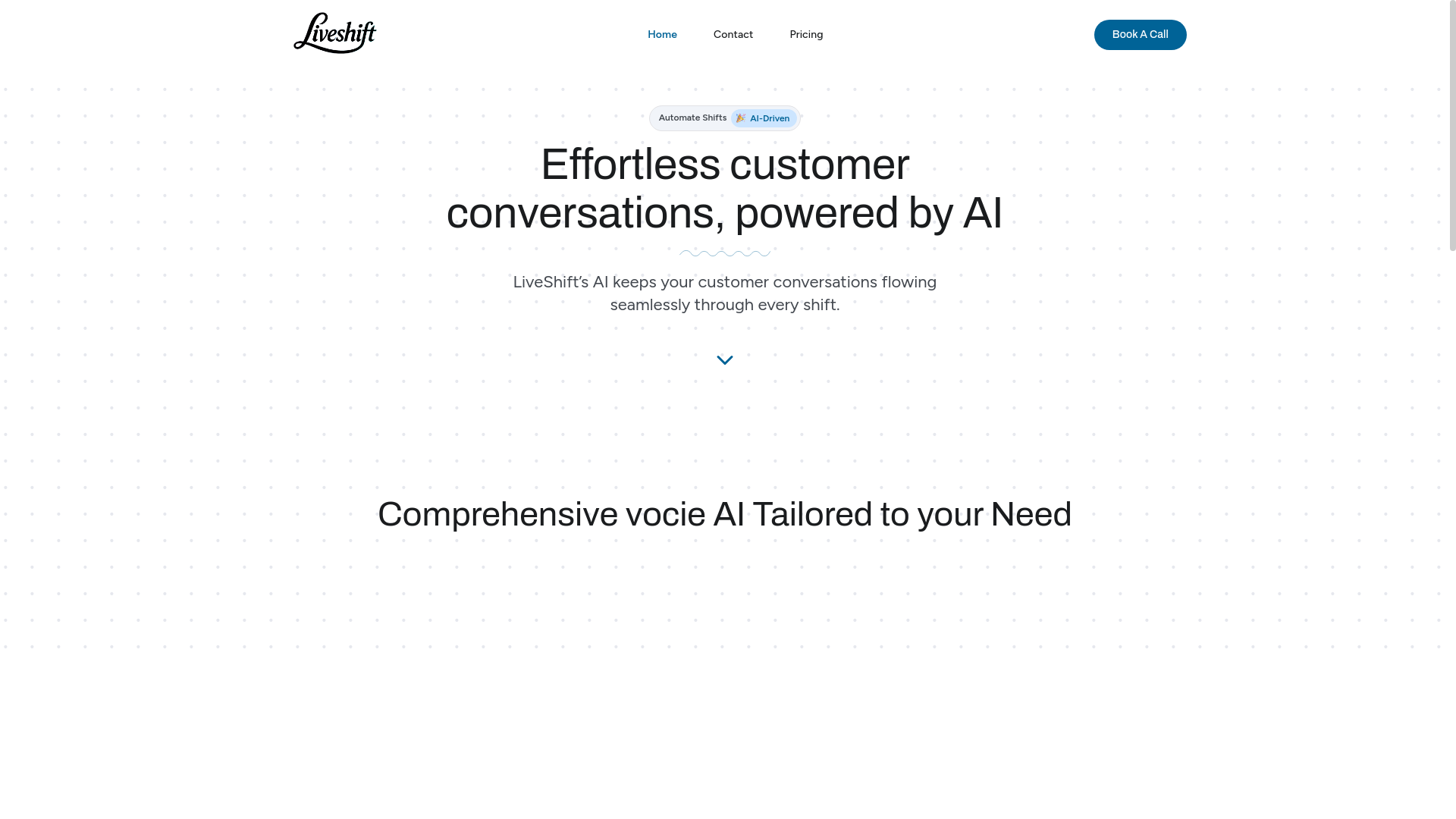 website screenshot of https://liveshift.ai/
