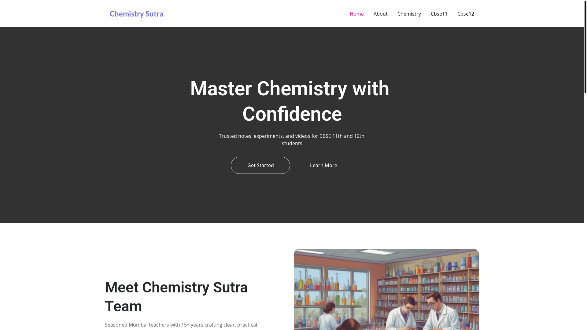 website screenshot of https://chemistrysutra.com/